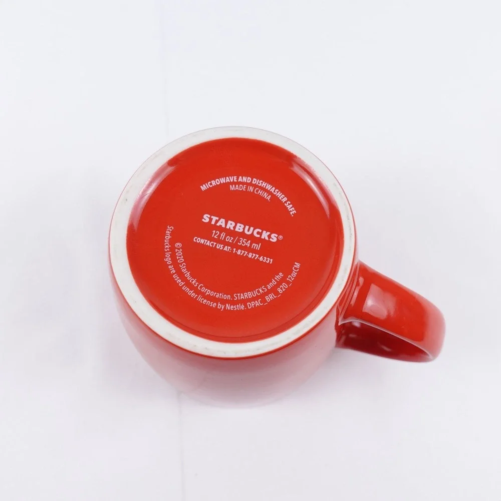 Starbucks 2020 Red Ceramic Coffee Mug Cup Mermaid Green Logo 12oz Holiday